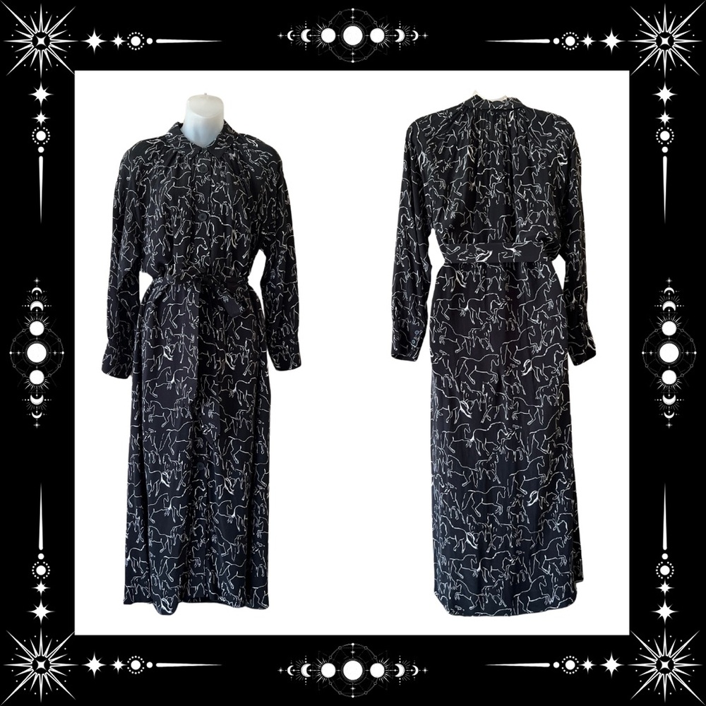 Whistles black and white horse print midi dress - Picture 2 of 4